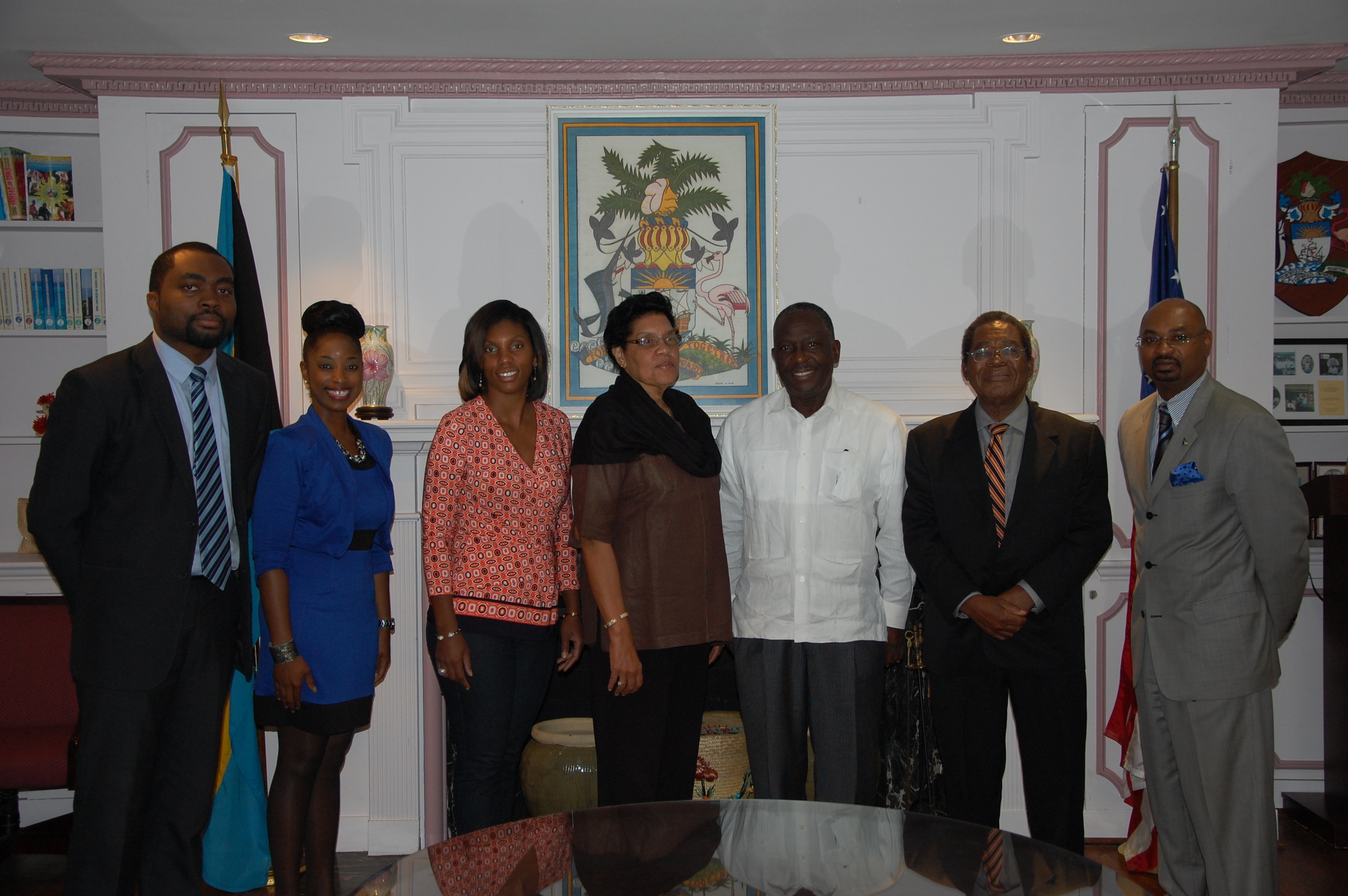 Justice Neville Adderley and Family courtesy call to the Embassy.