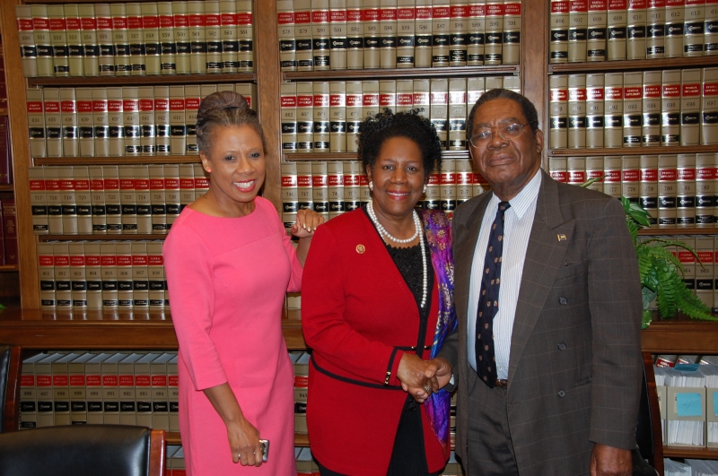 Ambassador Dr. Eugene Newry and Ambassador Deborah-Mae Lovell with Congresswoman Sheila Jackson Lee (TX)