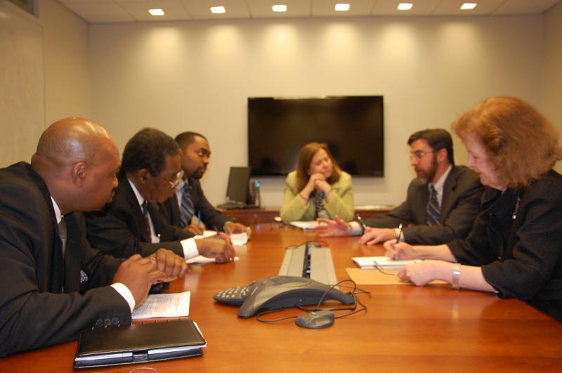 Ambassador Dr. Eugene Newry, Deputy Chief of Mission Chet Neymour and Third Secretary Mikhail Bullard meet with Managing Director of Fulbright Scholarships at the US State Department on April 24, 2014