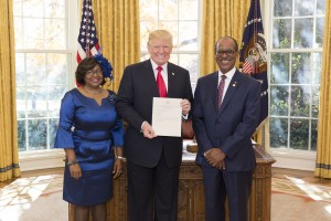 President Donald J. Trump participates in a Credentialing Ceremony for Newly Appointed Ambassadors to Washington, D.C. Wednesday, November 29, 2017, in the Oval Office of the White House in Washington, D.C.  (Official White House Photo by Shealah Craighead)